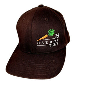 24 Carrot Bistro Trucker Hat Brown Embroidered Carrot Erie Colorado Flexfit L-XL